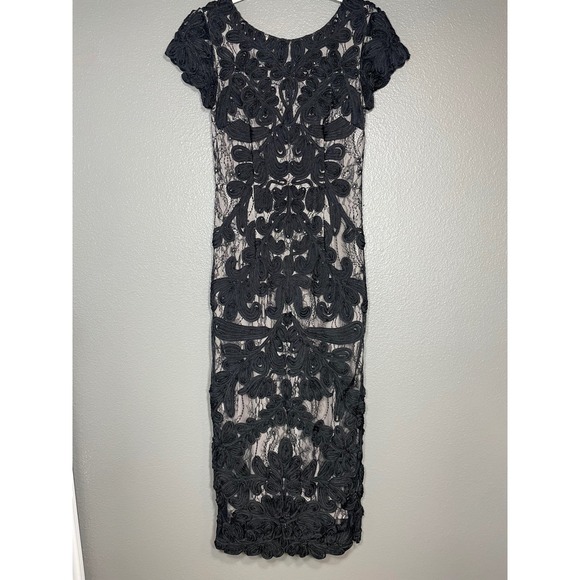 JS Collections Dresses & Skirts - JS Collections Black Soutache Lace Sheath Dress‎ Short Sleeve Midi Size 2